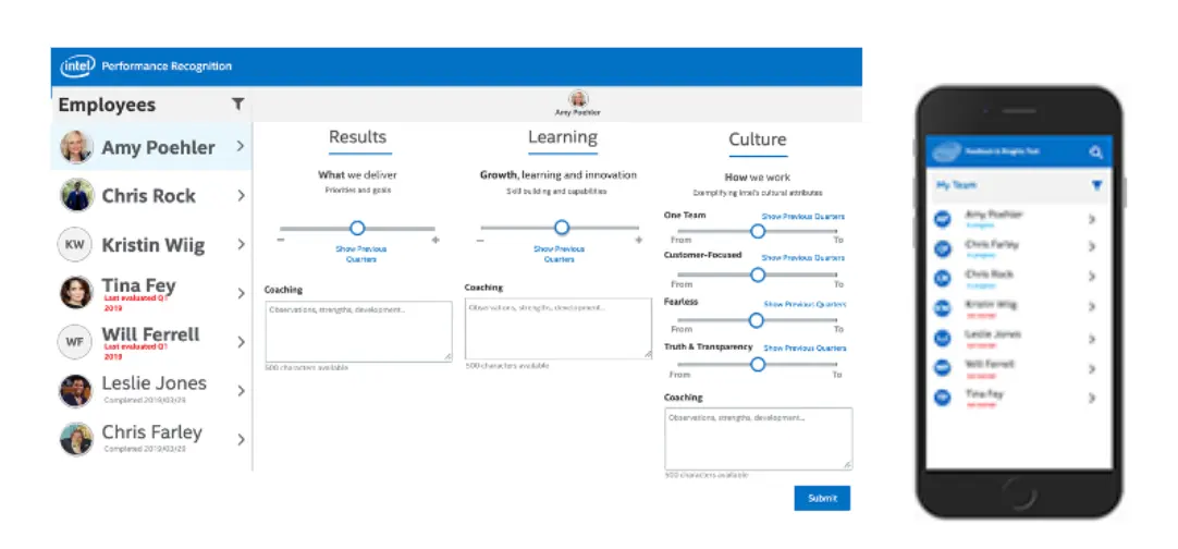 left a design of a desktop app and the right another design of the mobile version of the desktop app