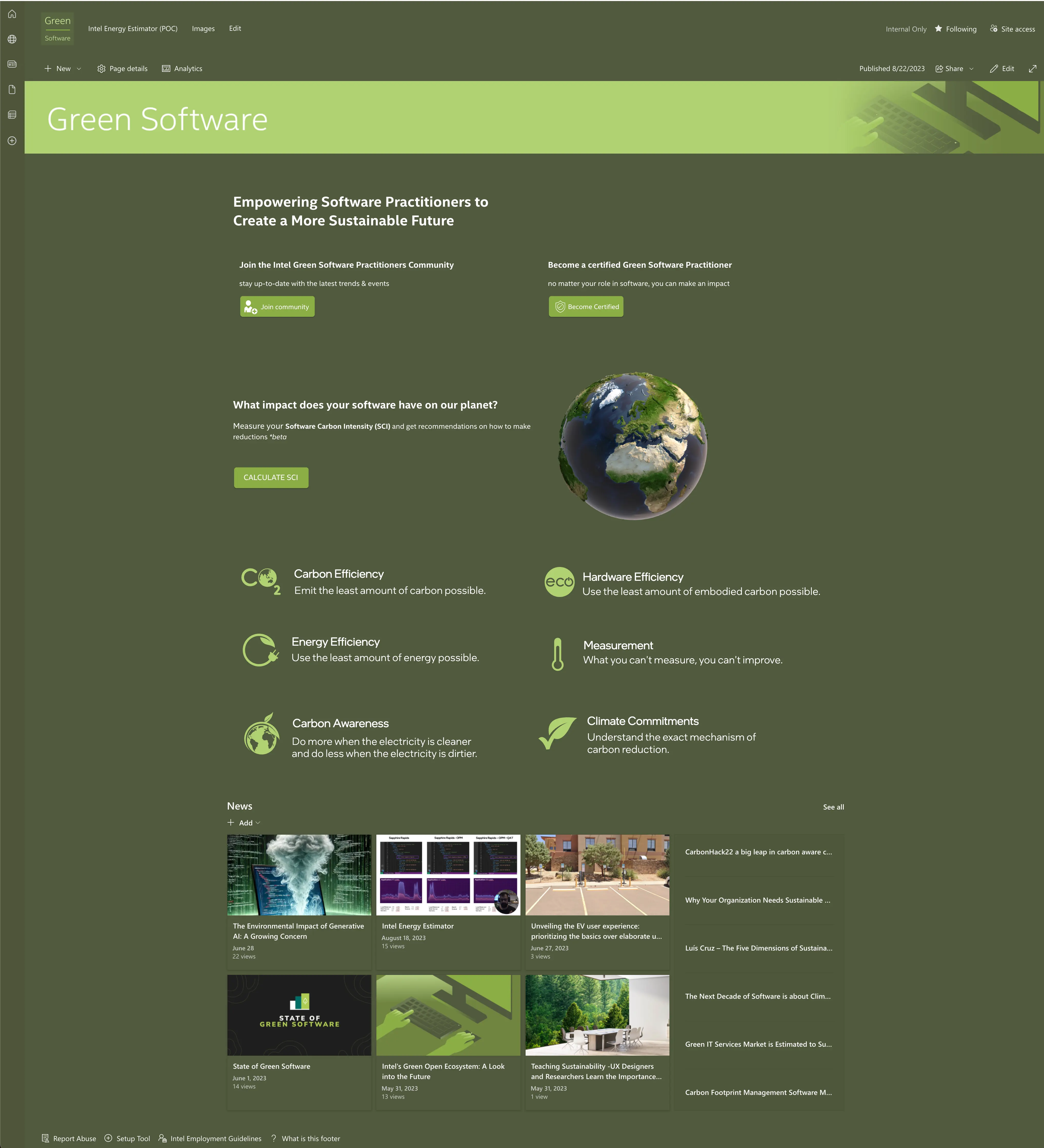 green website for green software that show various resources and information