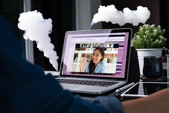 smoking laptop