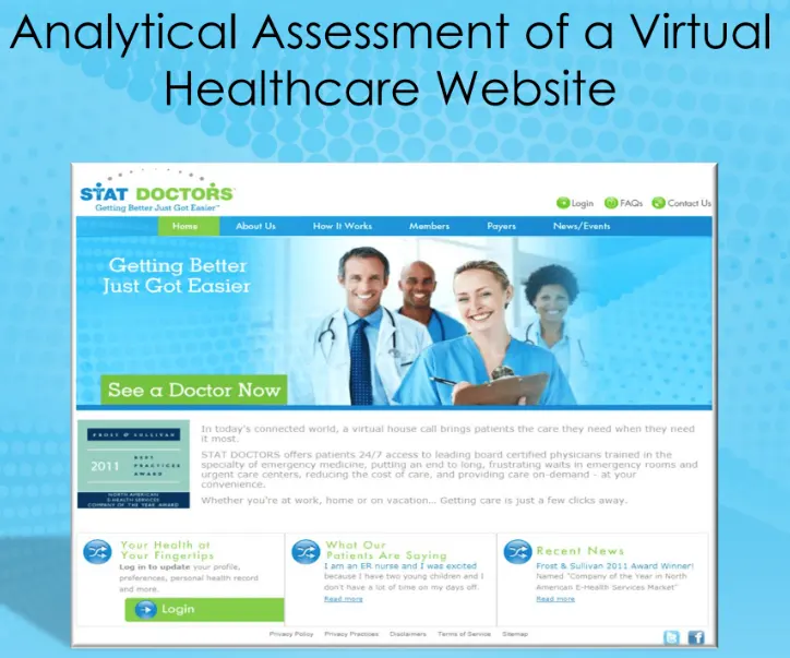 powerpoint slide of a screenshot of the statdoctors website with a "see a doctor now" button